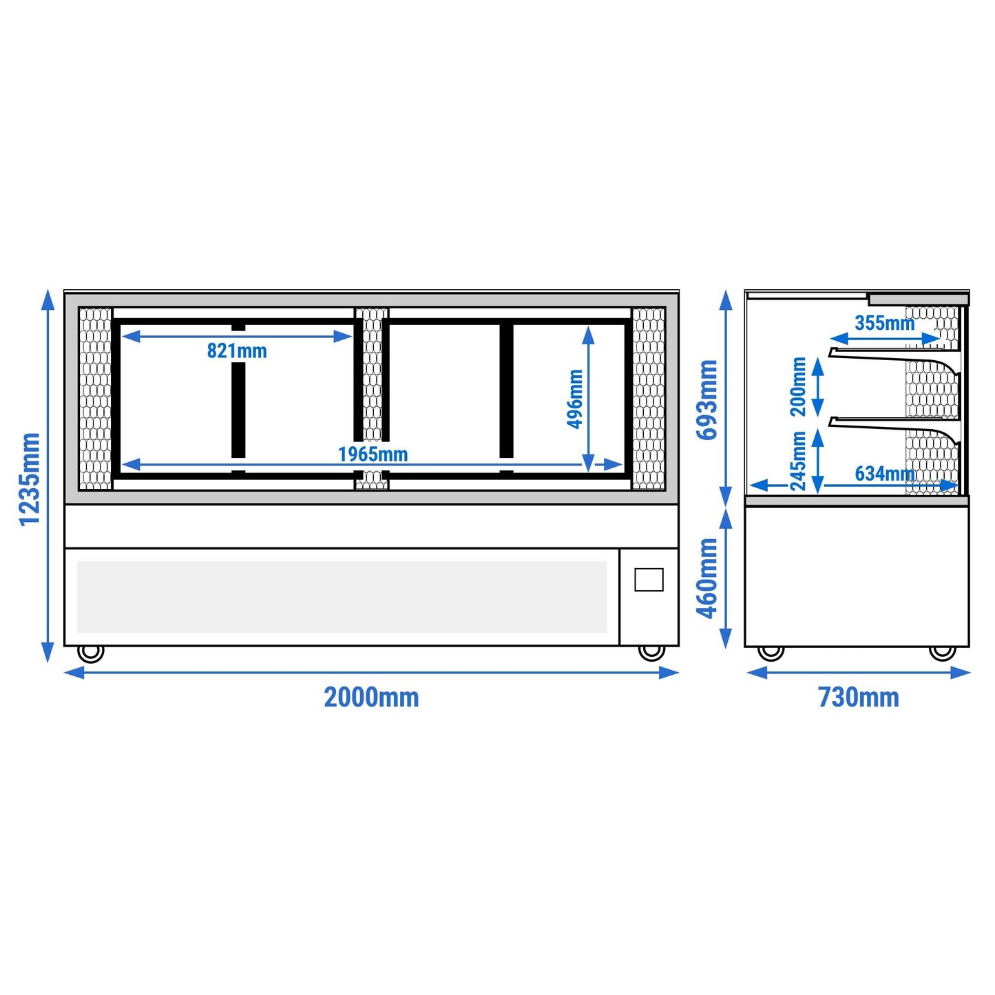 Refrigerated Display Case Double Glazing 735L Matt Black KTFG207SM