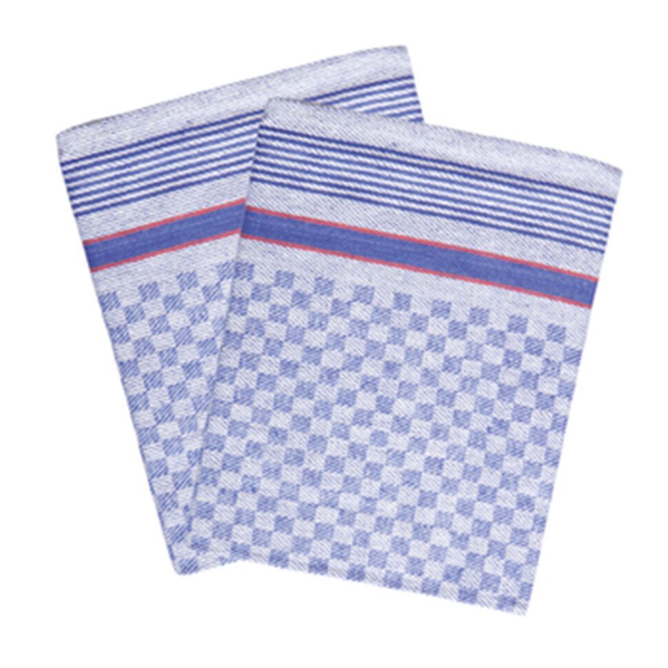 Cotton Kitchen Towels 10 Pack Blue Checked GRTK7