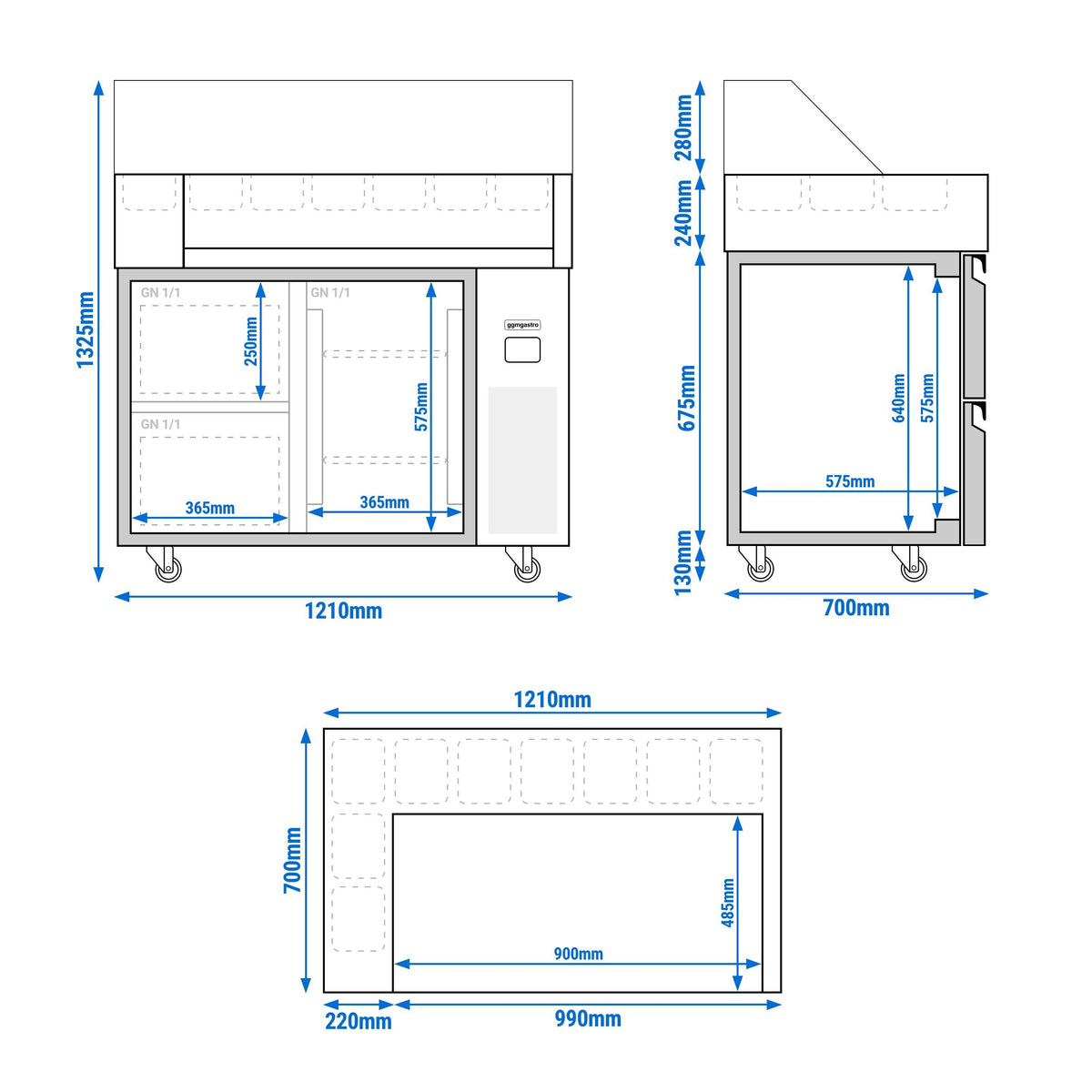 Refrigerated Preparation Table 1 Door 2 Drawers ZBF127DN#KGJ12#HM#SBF