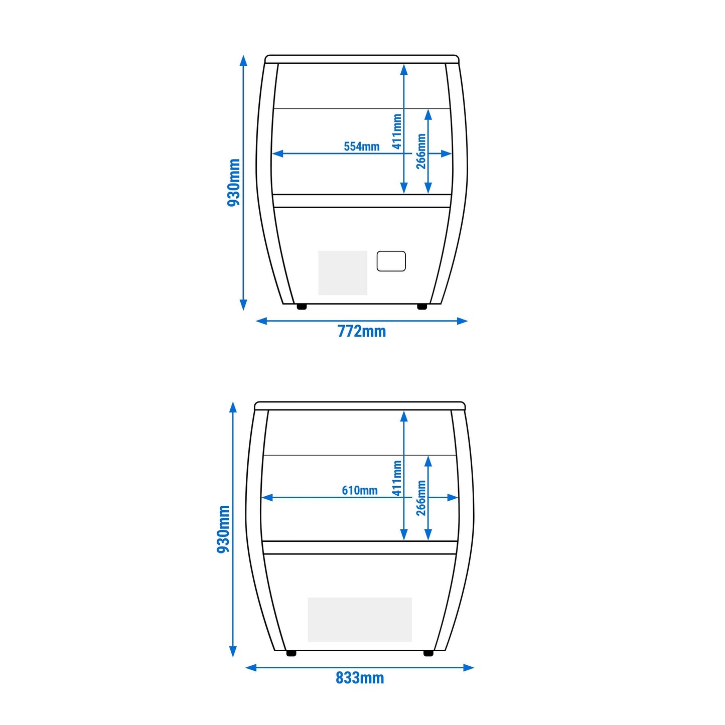 Refrigerated Display Island 772mm 87L 335W Black TTS87GS