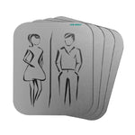 Toilet Door Sign Silver Aluminium
