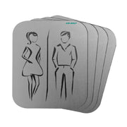 Toilet Door Sign Silver Aluminium