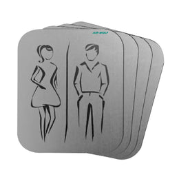 Toilet Door Sign Silver Aluminium