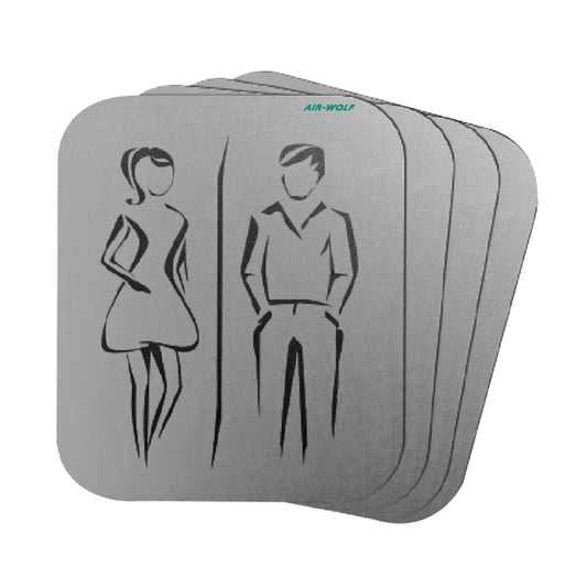 Toilet Door Sign Silver Aluminium