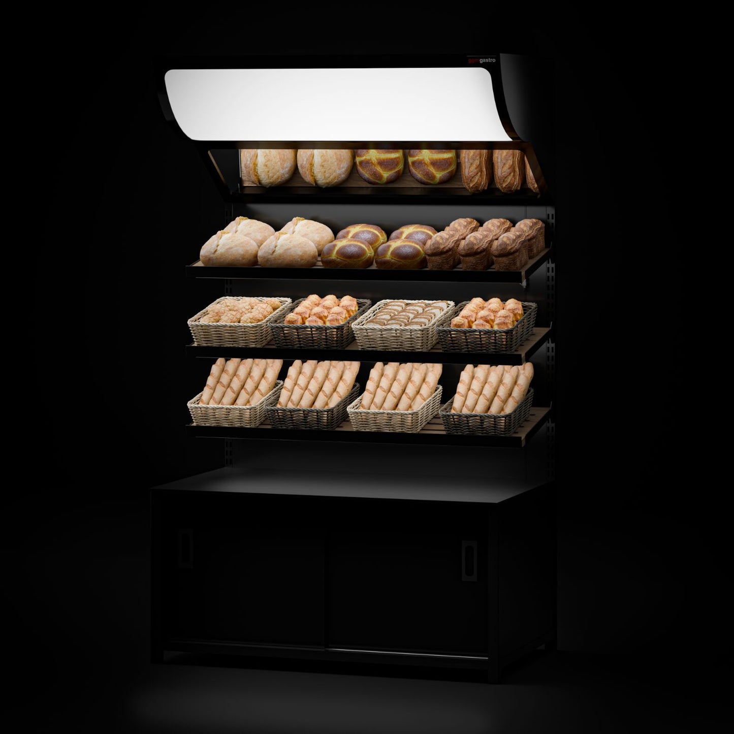 Bread Display Unit 3 Shelves Black 1200mm BRK1200