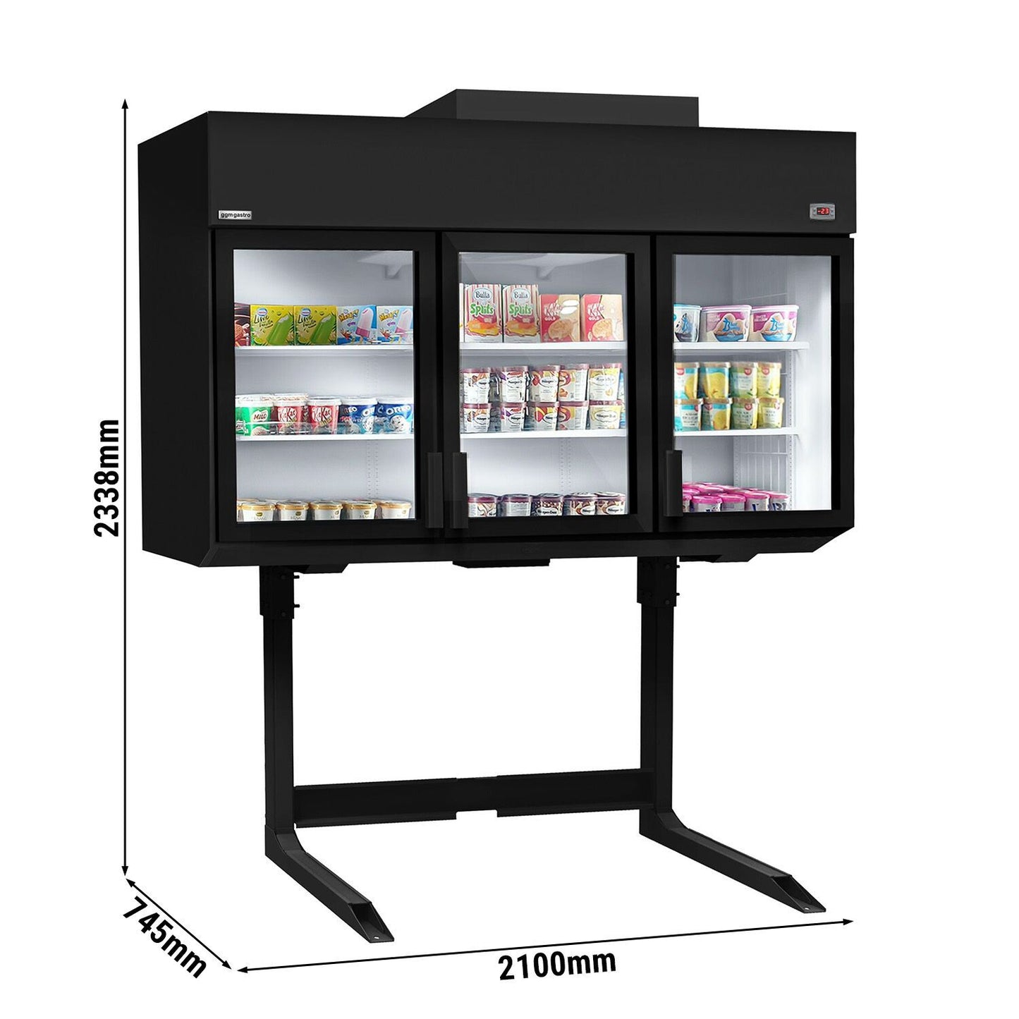 Refrigerated Wall Display Freezer 2100mm 594L 1.79kW Black WTRU21S