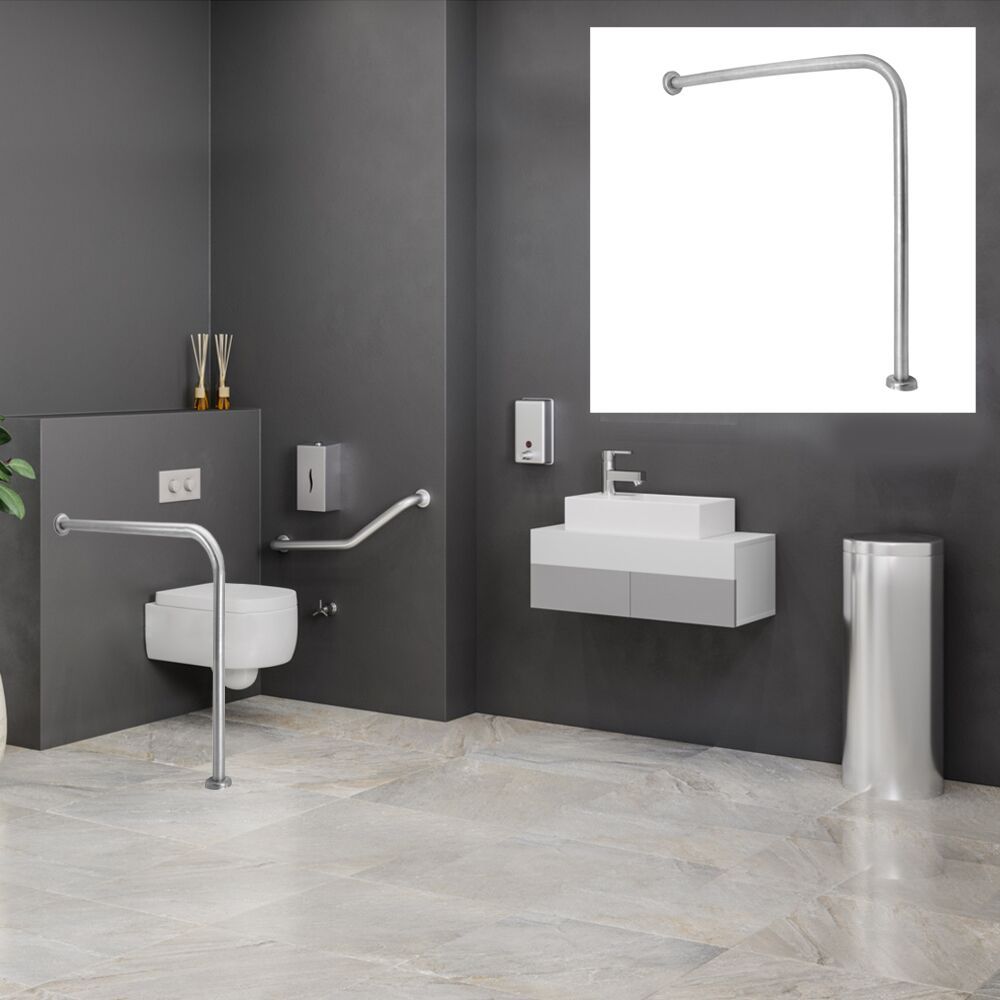 Wall Mounted Angled Grab Bar 700mm Stainless Steel