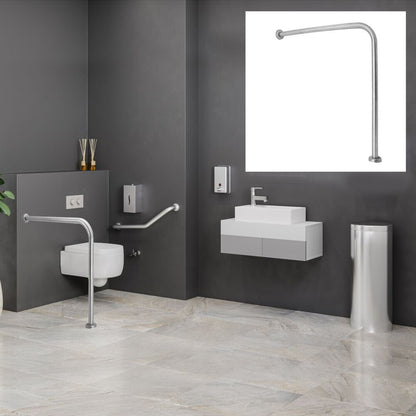 Wall Mounted Angled Grab Bar 700mm Stainless Steel