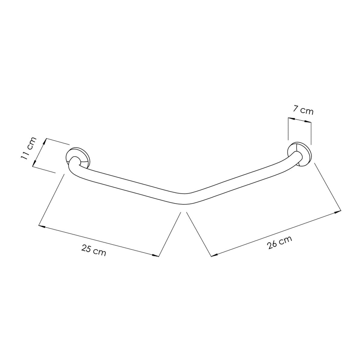 Wall Mounted Angled Bathroom Grab Bar 260 mm Stainless Steel