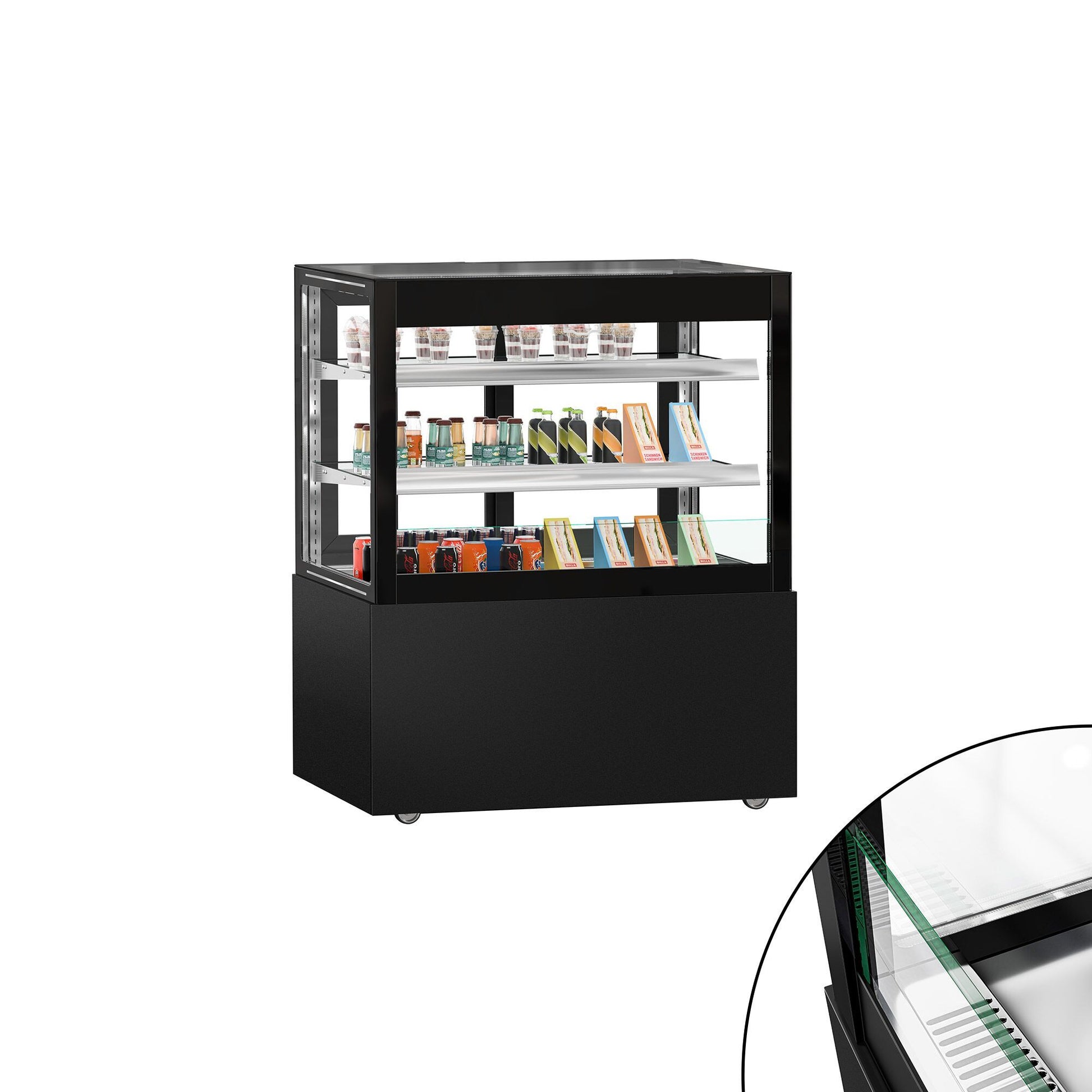 Refrigerated Pastry Display Case Double Glazing 435L Matt Black KTVOG107SM