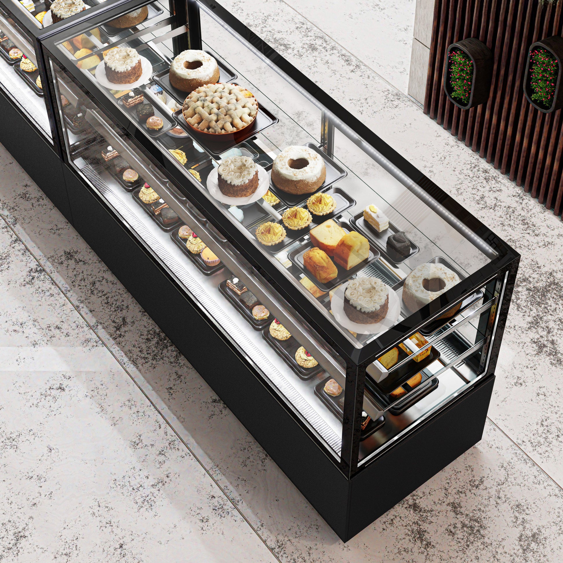 Refrigerated Pastry Display Case Double Glazing 620L Matt Black KTGSF157SM