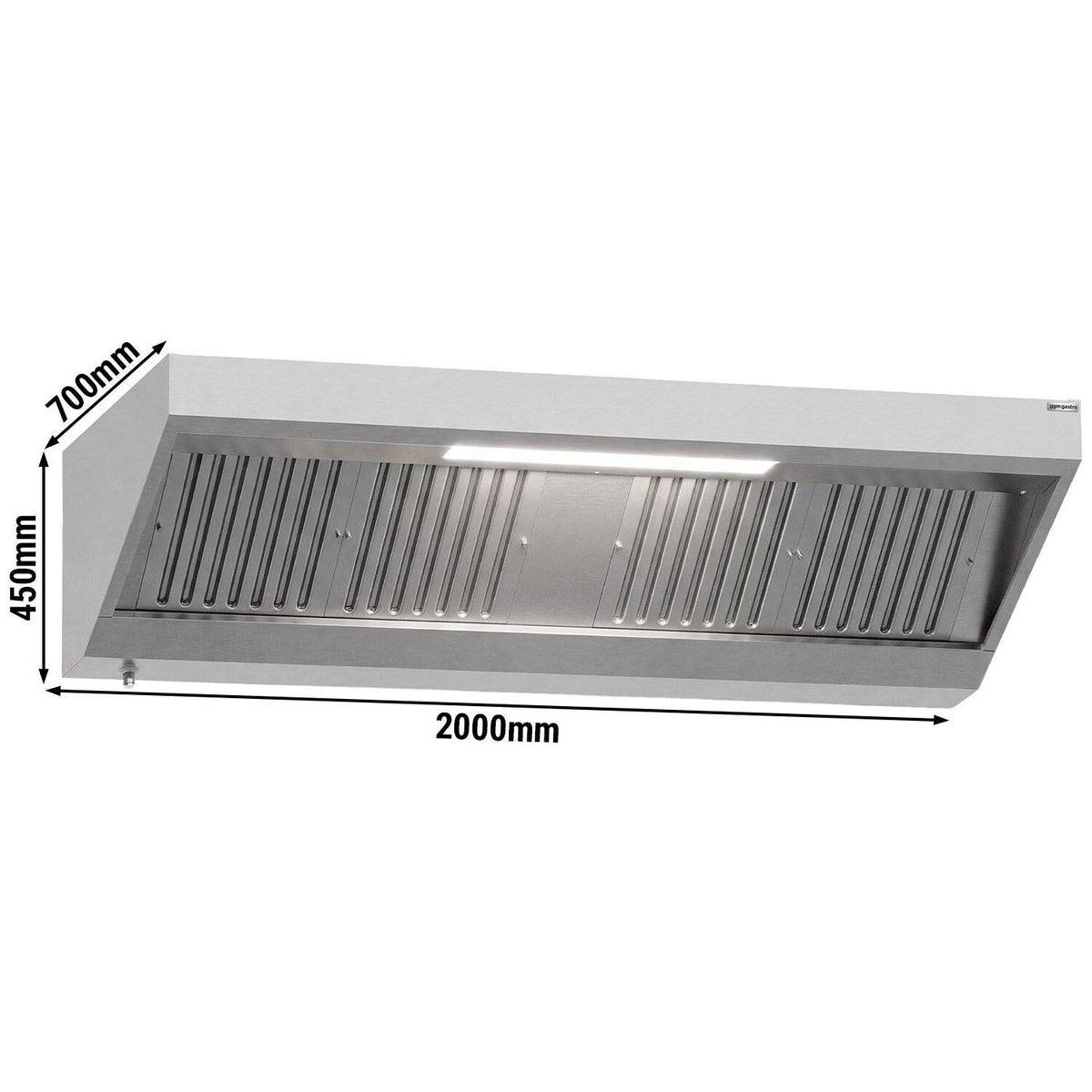 Commercial Wall Exhaust Hood 2000mm 1800m³/h