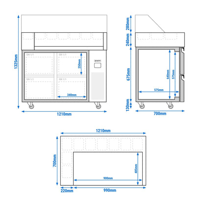 Refrigerated Saladette 4 Drawers ZBF127DN#KGJ12#HM#2SBF