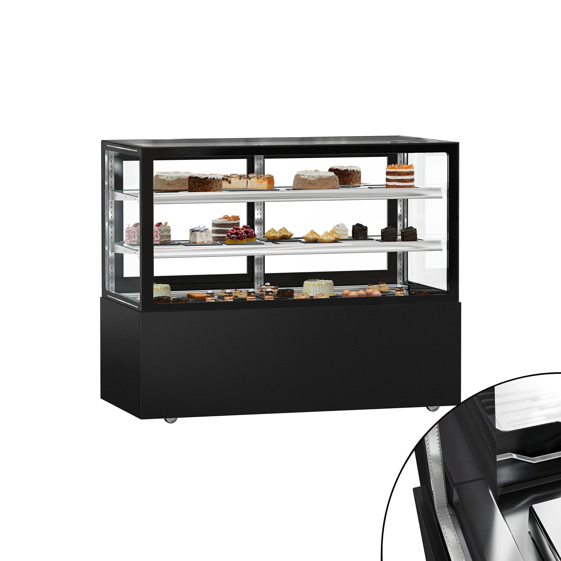 Refrigerated Pastry Display Case Double Glazing 620L Matt Black KTGSF157SM