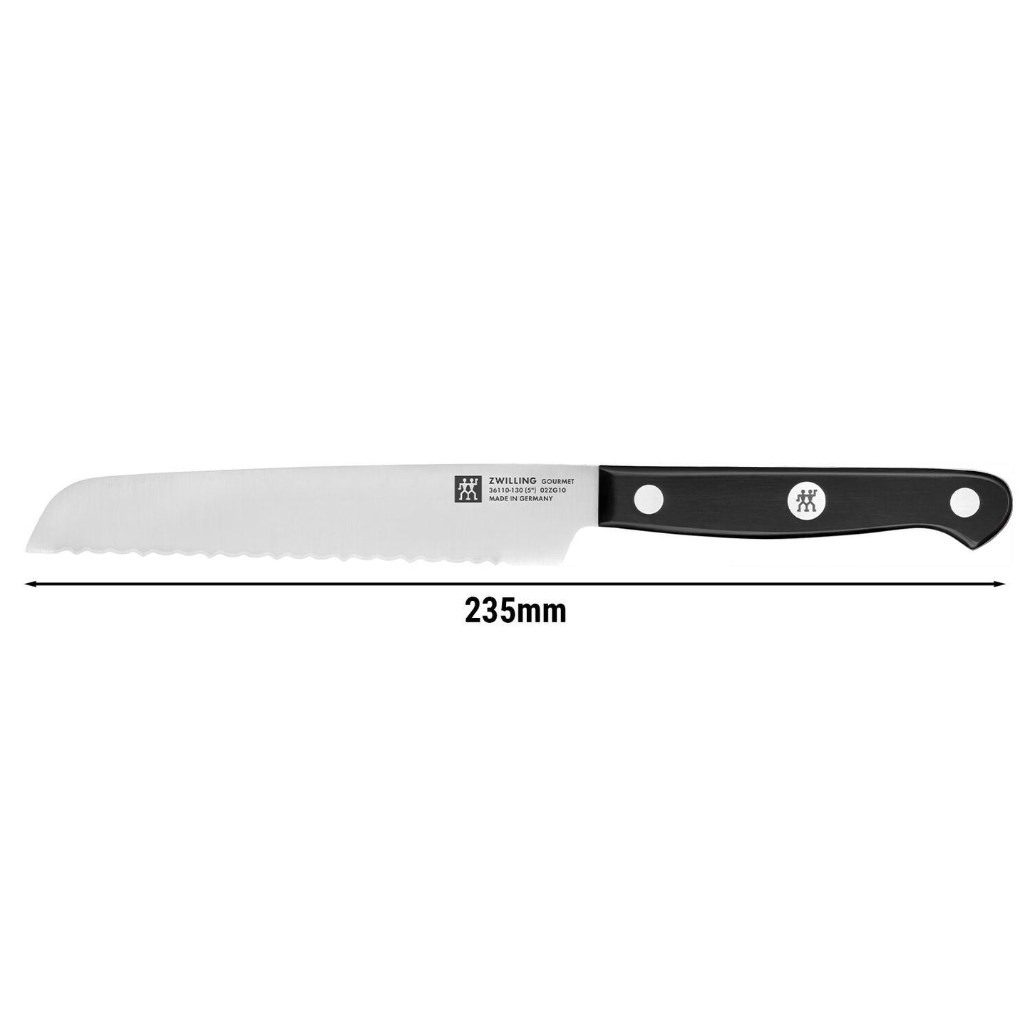 Gourmet Utility Knife Serrated 130mm Blade Black Handle