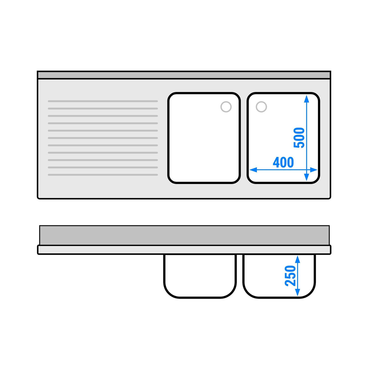 Commercial Dishwasher Sink with Cupboard 1600x700x970mm