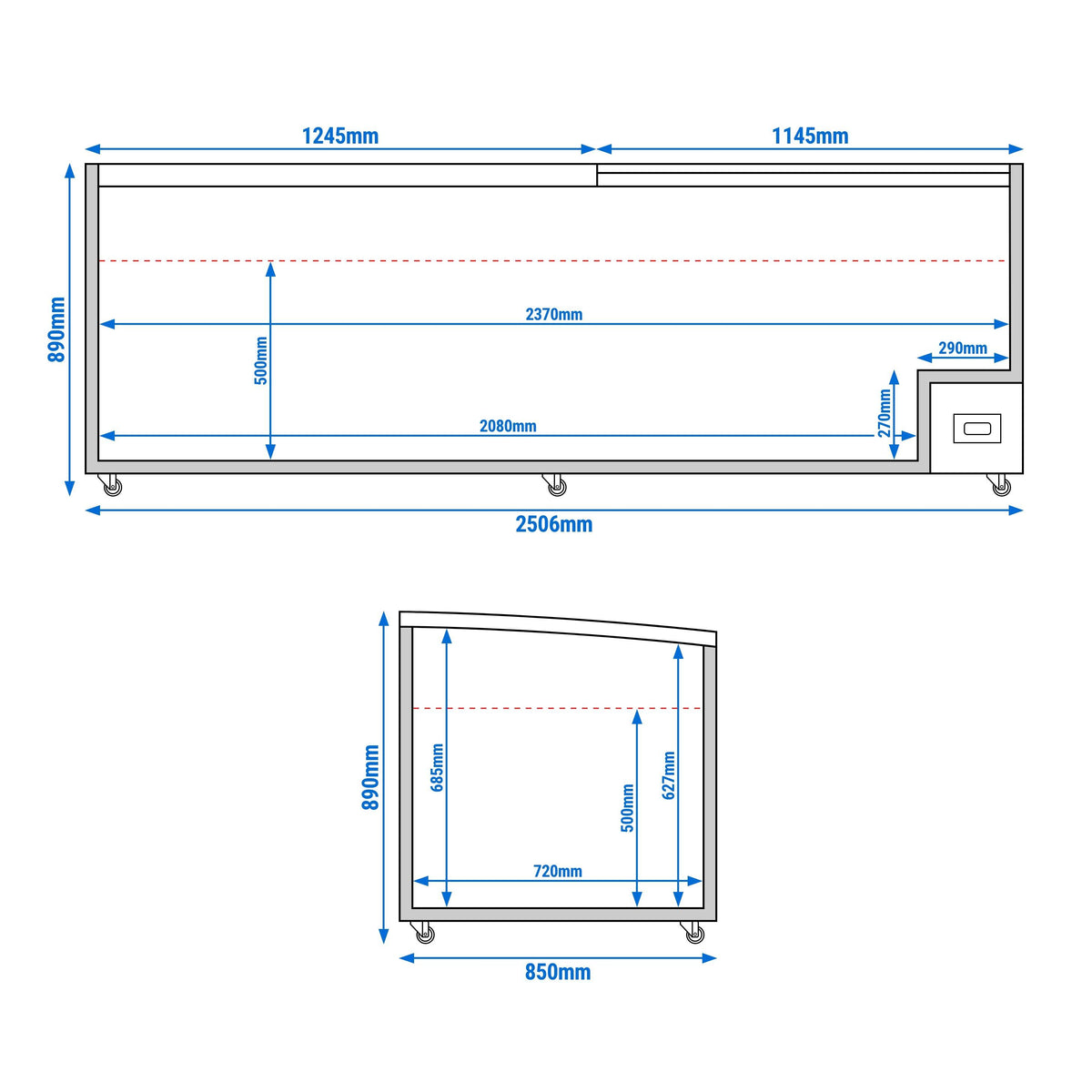 Refrigerated Display Island 2506mm 594L 403W Black TKIU25S