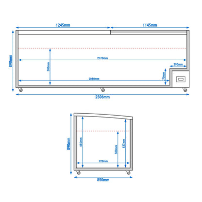 Refrigerated Display Island 2506mm 594L 403W Black TKIU25S