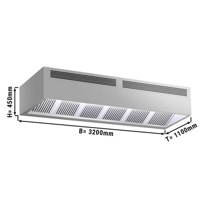Commercial Induction Box Canopy Hood 3200mm