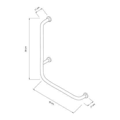 Wall Mounted Angled Bathroom Grab Bar 420 mm Stainless Steel