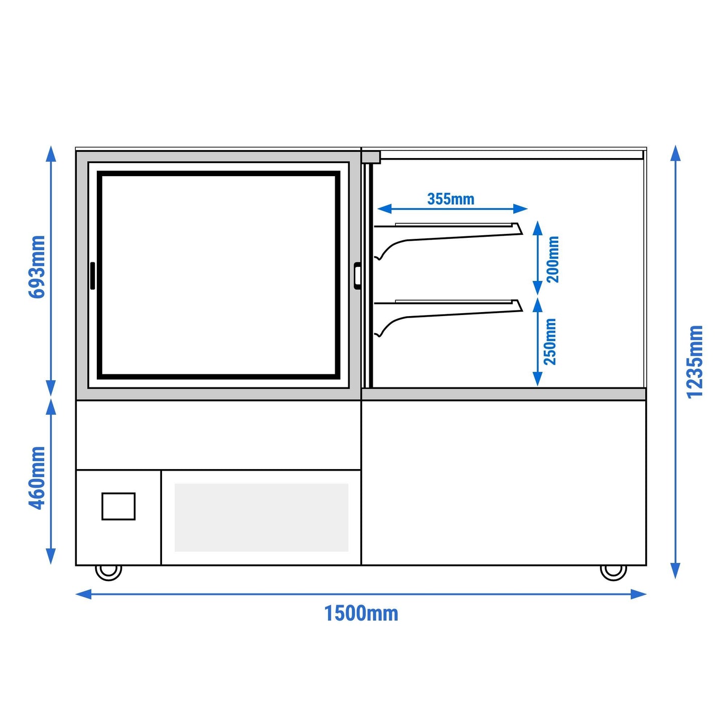 Refrigerated Display Case Double Glazing 735L Matt Black KTEG157SM