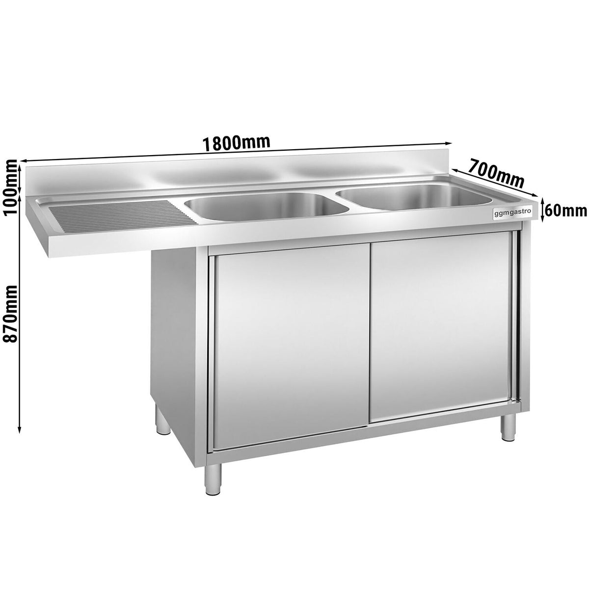 Commercial Dishwasher Sink 1800x700x970mm