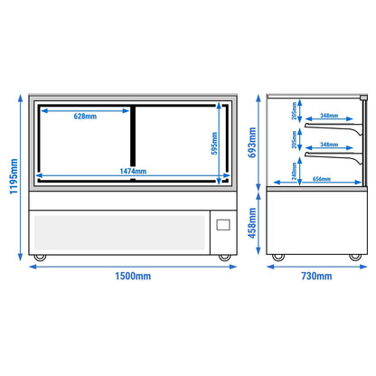 Refrigerated Pastry Display Case Double Glazing 620L Matt Black KTGSF157SM