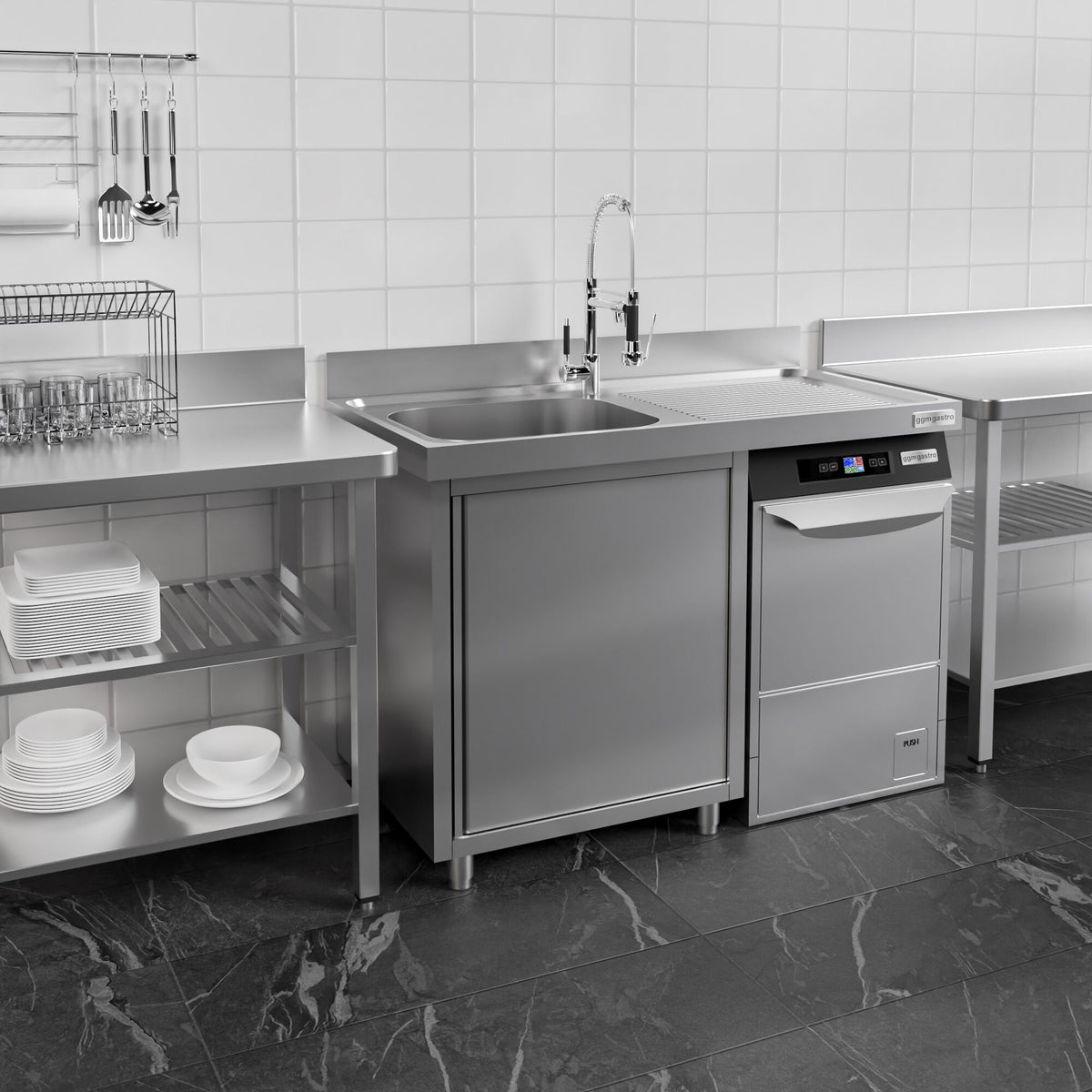 Commercial Dishwasher Sink with Cupboard 1200x700x970mm