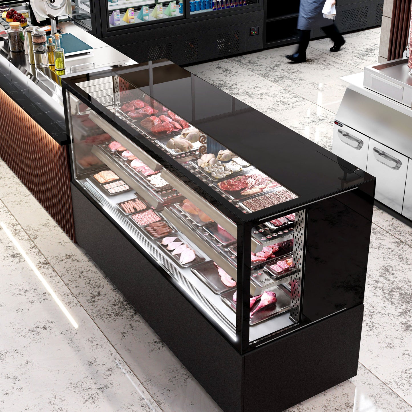 Refrigerated Display Case Double Glazing 735L Matt Black KTFG207SM