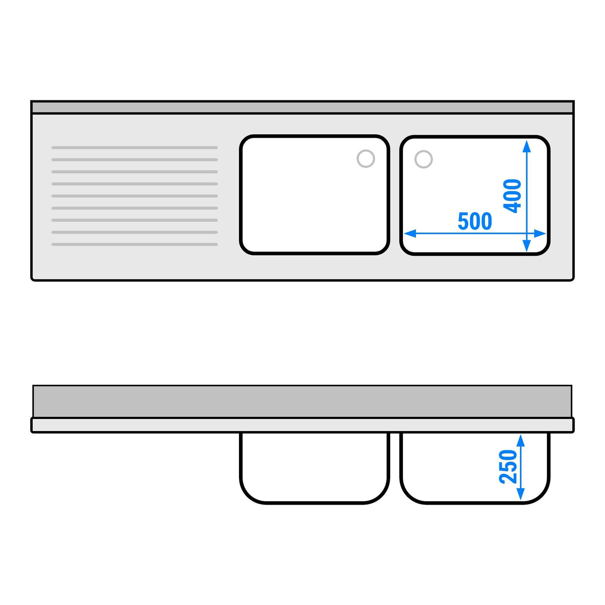 Commercial Dishwasher Sink with Cupboard 1800x600x970mm