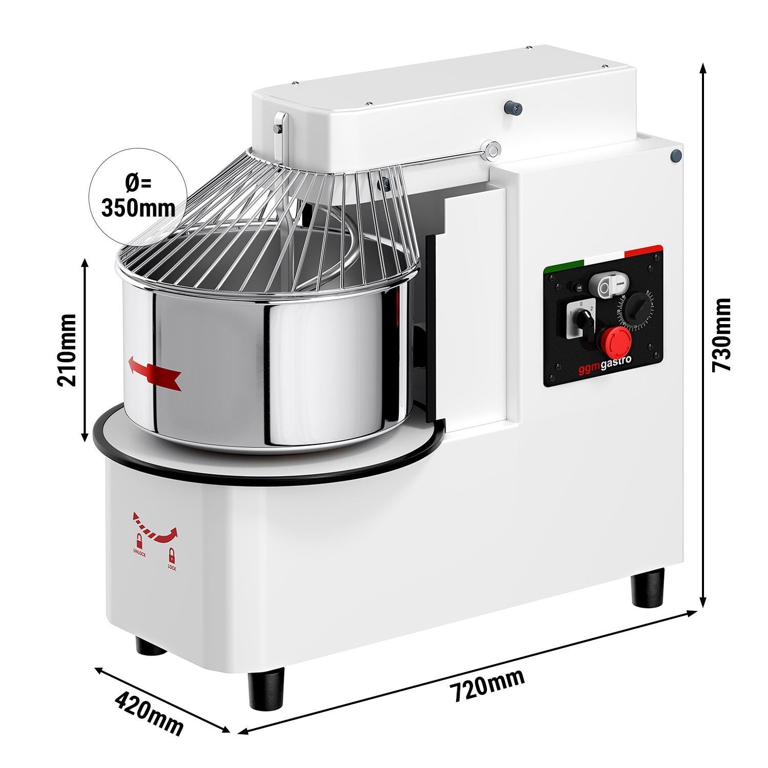 Commercial Spiral Bakery Dough Mixer 22L 400V TMP22-KA-N