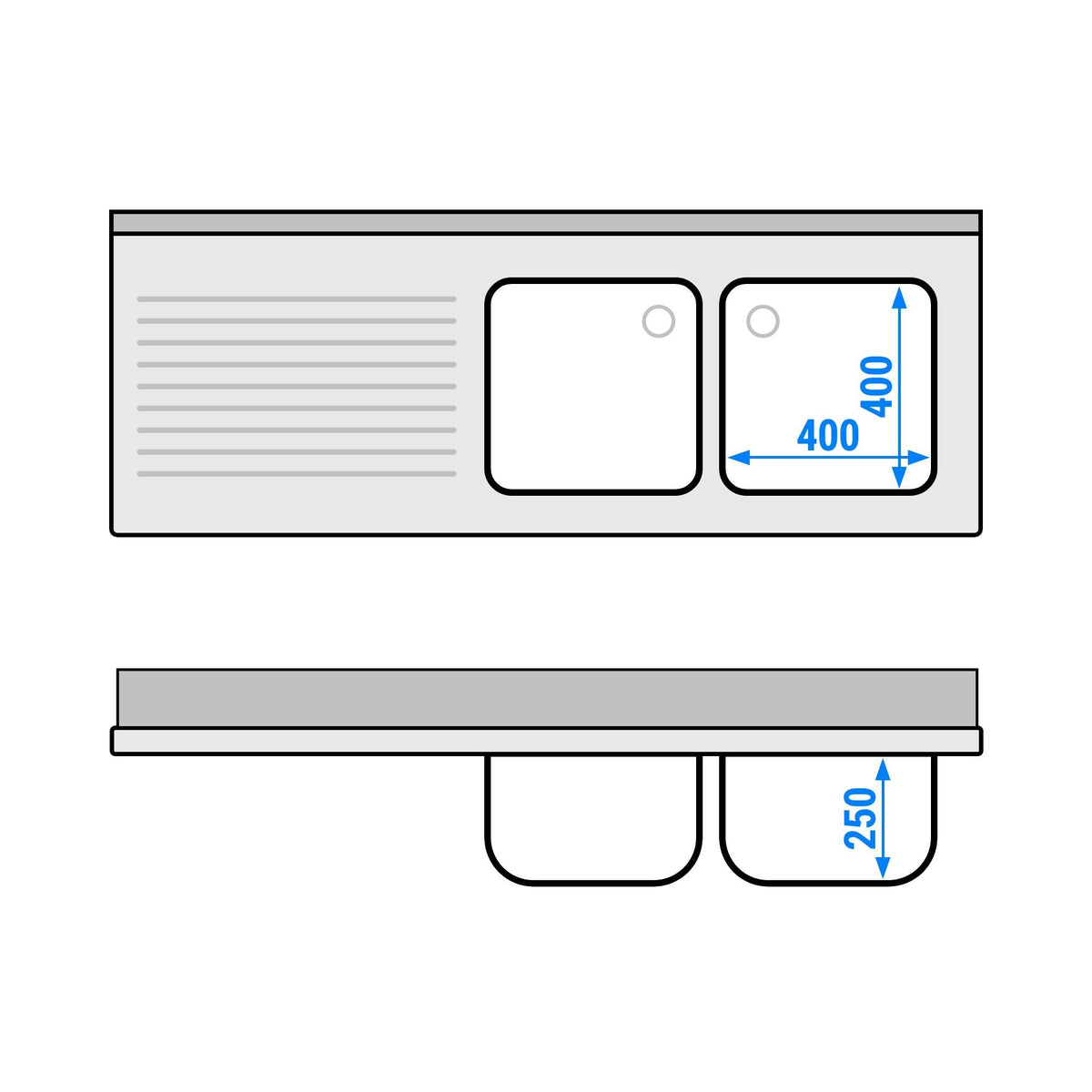 Commercial Dishwasher Sink with Cupboard 1600x600x970mm