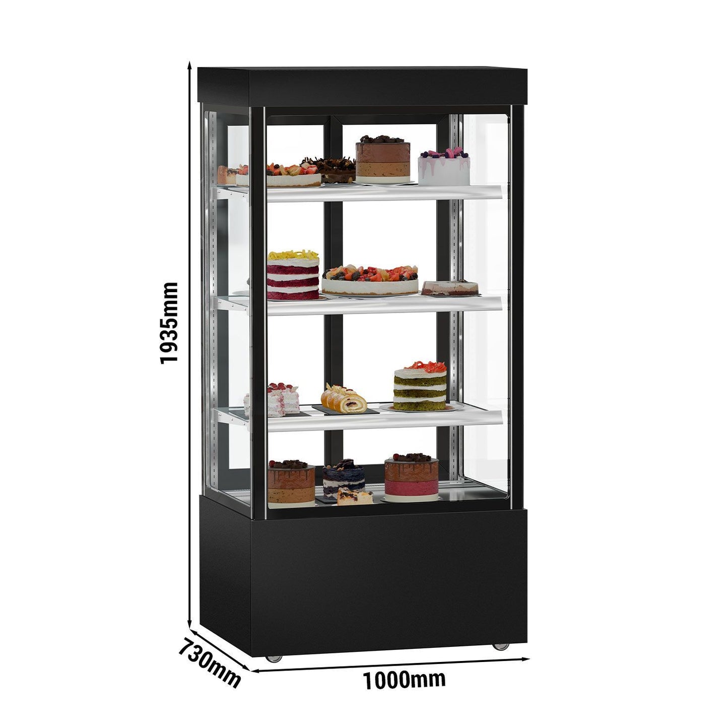 Refrigerated Pastry Display Case Double Glazing 850L Matt Black KTG107SM