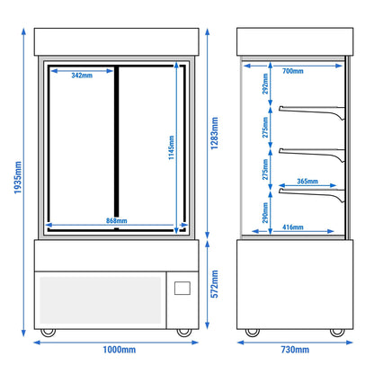 Refrigerated Pastry Display Case Double Glazing 850L Matt Black KTG107SM