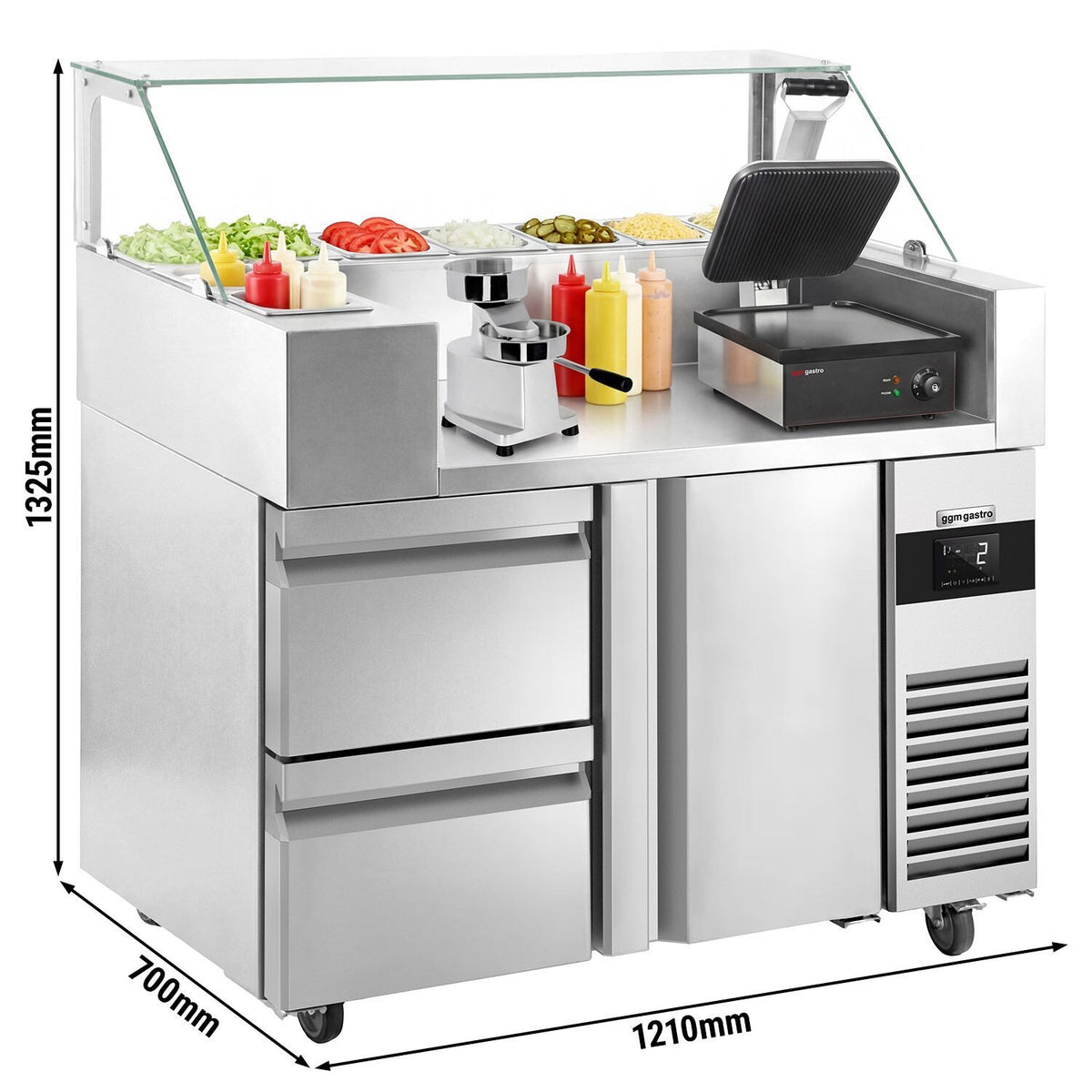 Refrigerated Preparation Table 1 Door 2 Drawers ZBF127DN#KGJ13#HM#SBF