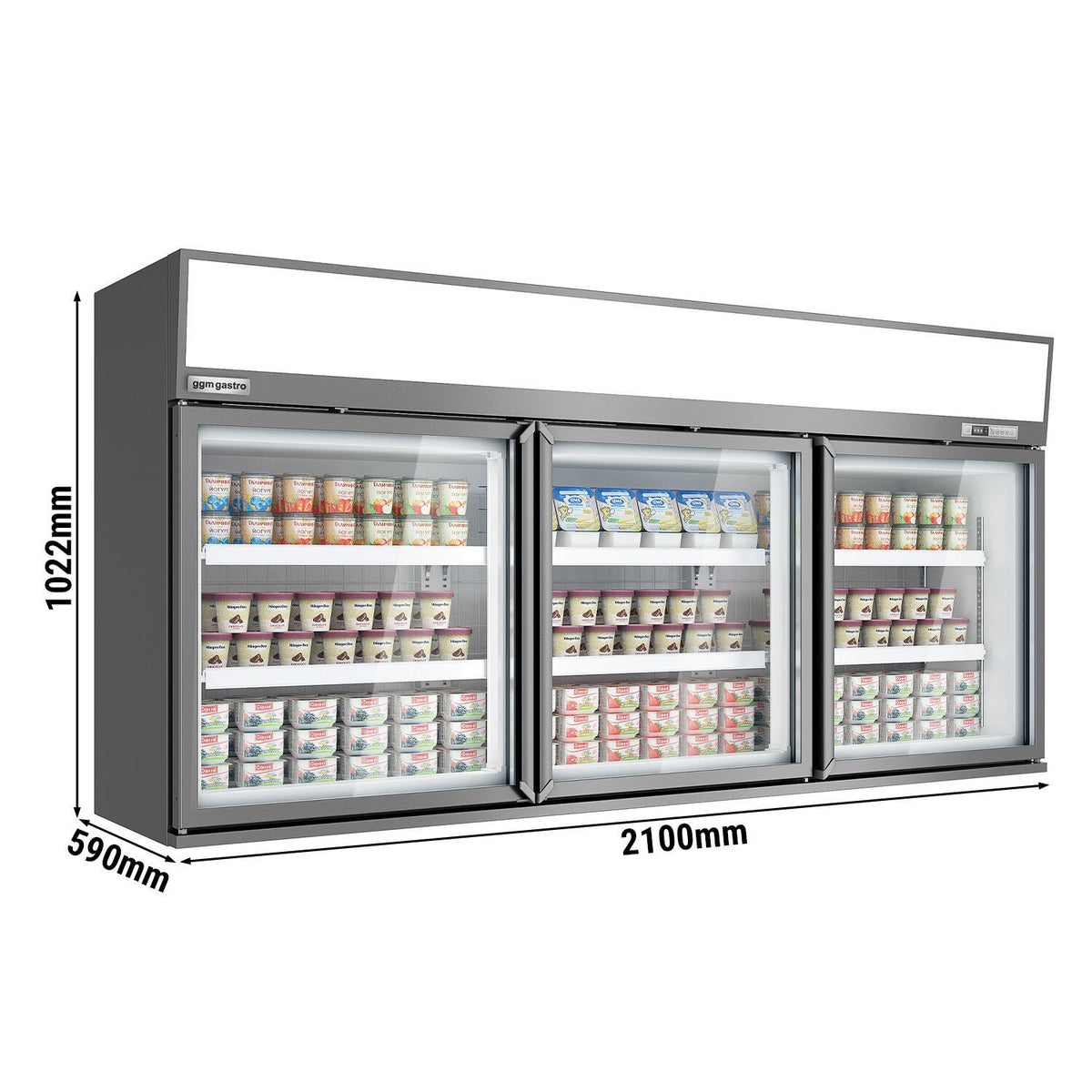 Supermarket Wall Freezer Display 2100mm 346L 820W Grey WTGIC3