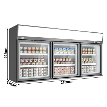 Supermarket Wall Freezer Display 2100mm 346L 820W Grey WTGIC3
