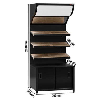 Bread Display Shelf 3 Shelves 900mm Black BRK900