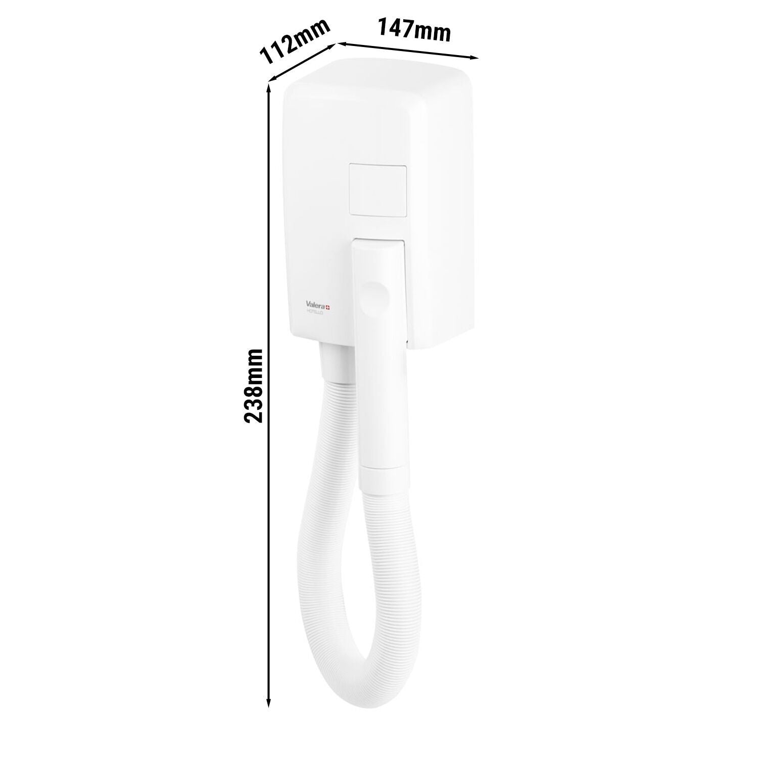 Wall Mounted Hair Dryer with Hose and Handheld Nozzle ABS 50-302