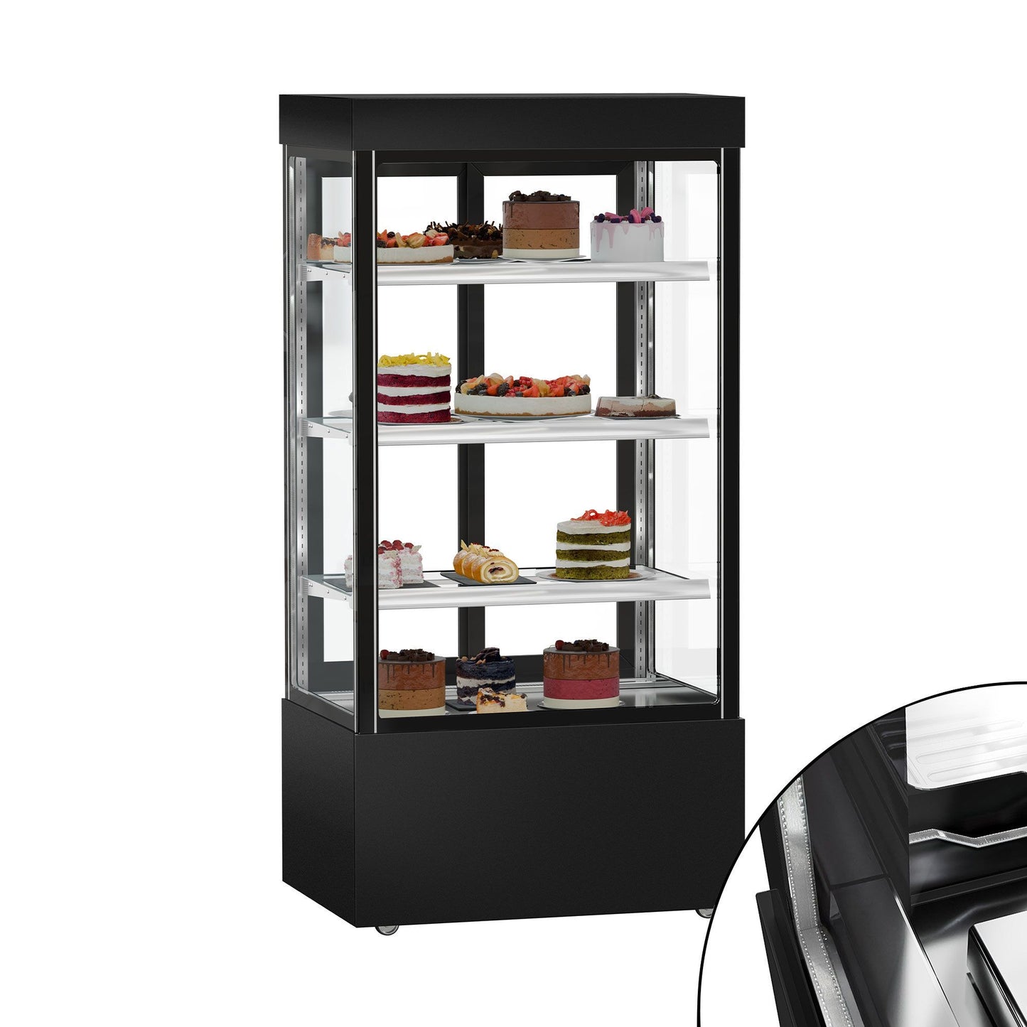 Refrigerated Pastry Display Case Double Glazing 850L Matt Black KTG107SM
