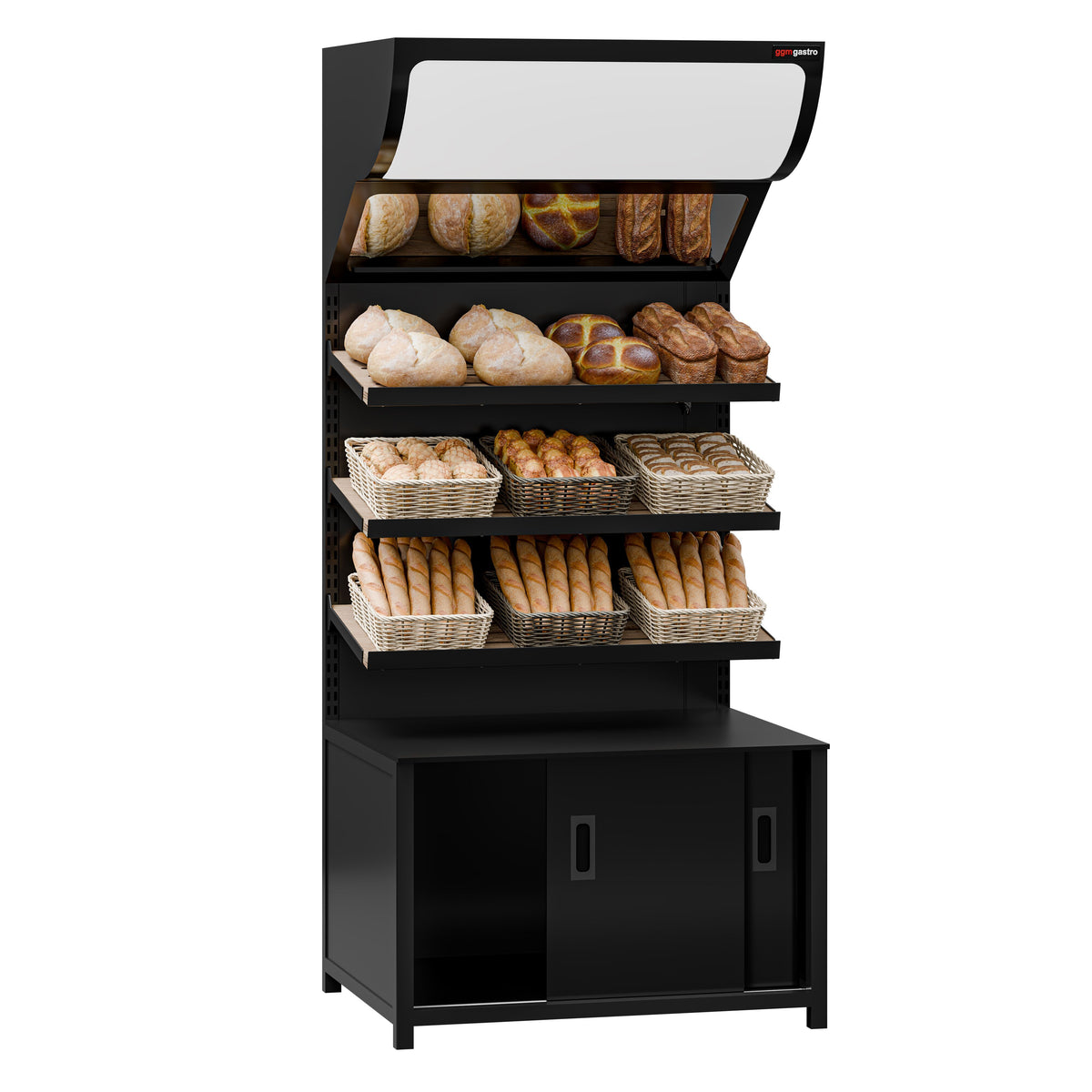 Bread Display Shelf 3 Shelves 900mm Black BRK900