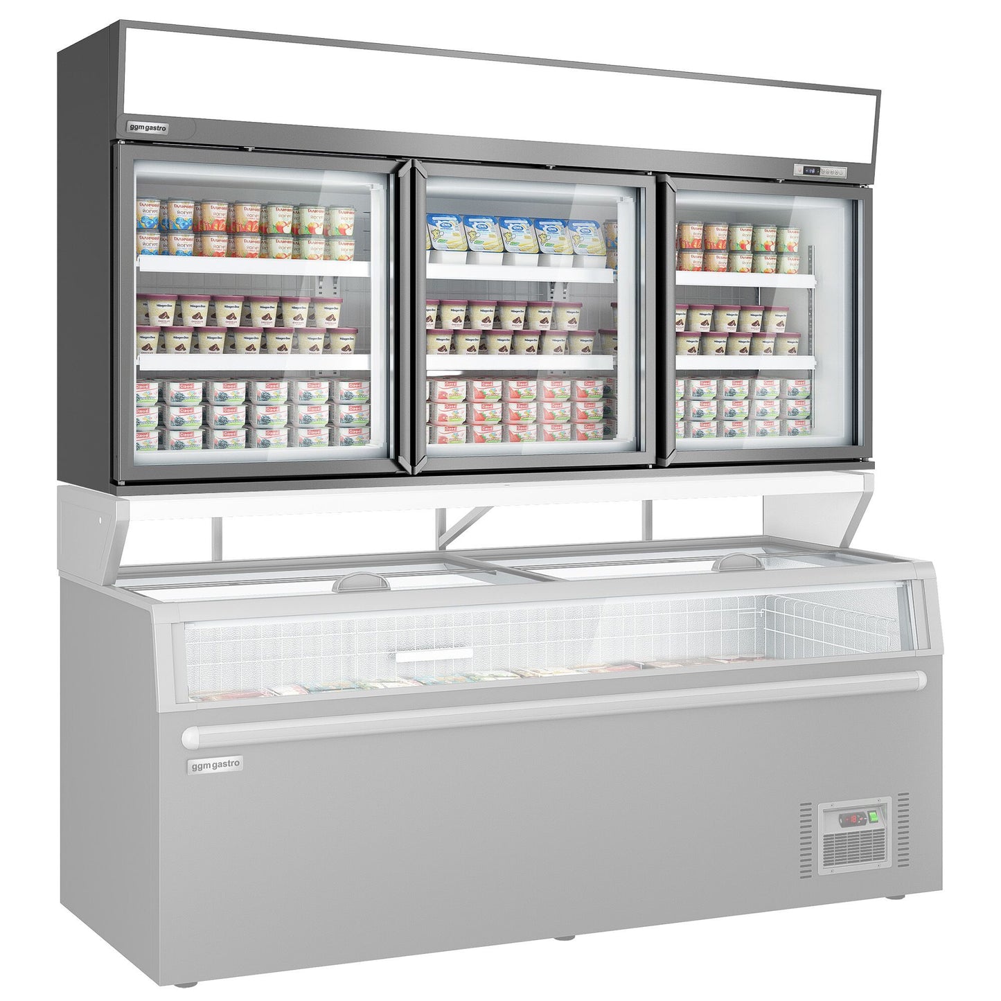Supermarket Wall Freezer Display 2100mm 346L 820W Grey WTGIC3