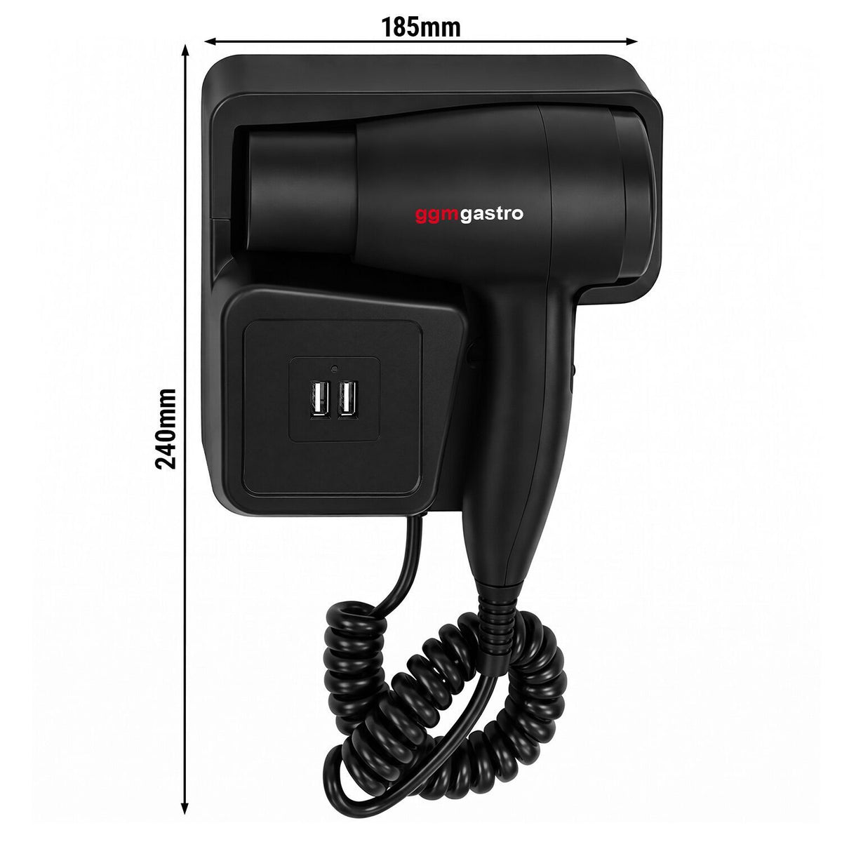 Wall Mounted Hair Dryer with USB Ports ABS HTWM
