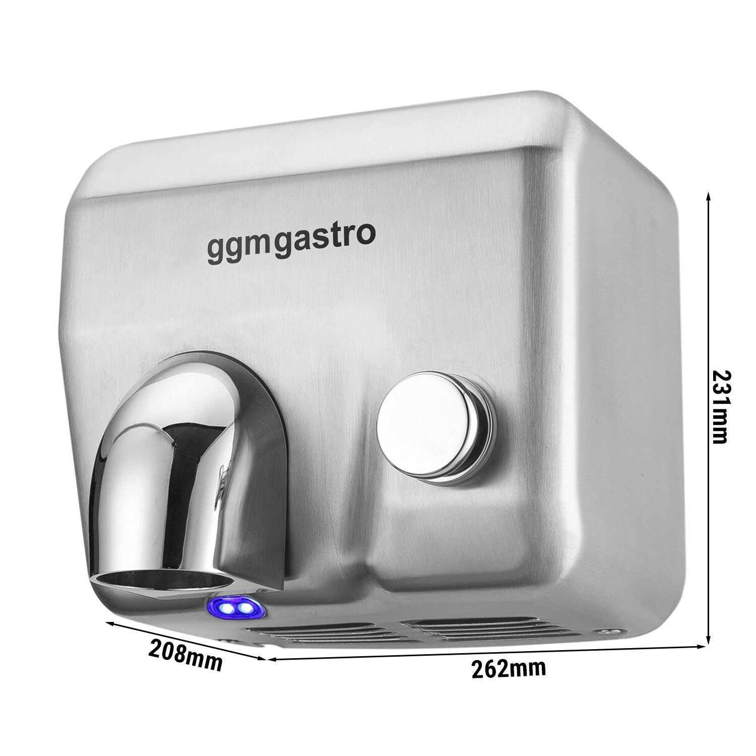 Push Button Hand Dryer Stainless Steel Matte