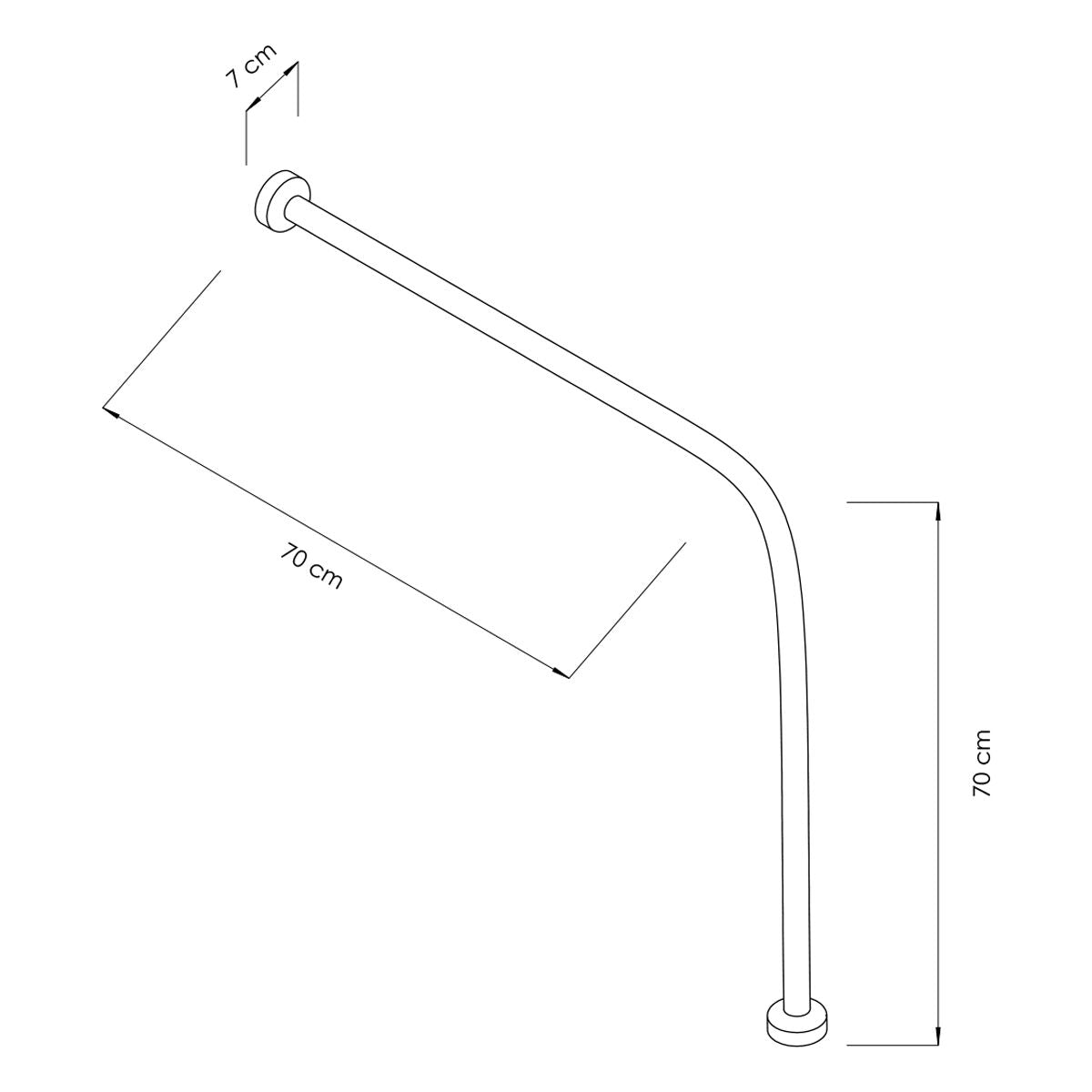 Wall Mounted Angled Grab Bar 700mm Stainless Steel