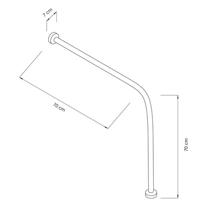 Wall Mounted Angled Grab Bar 700mm Stainless Steel