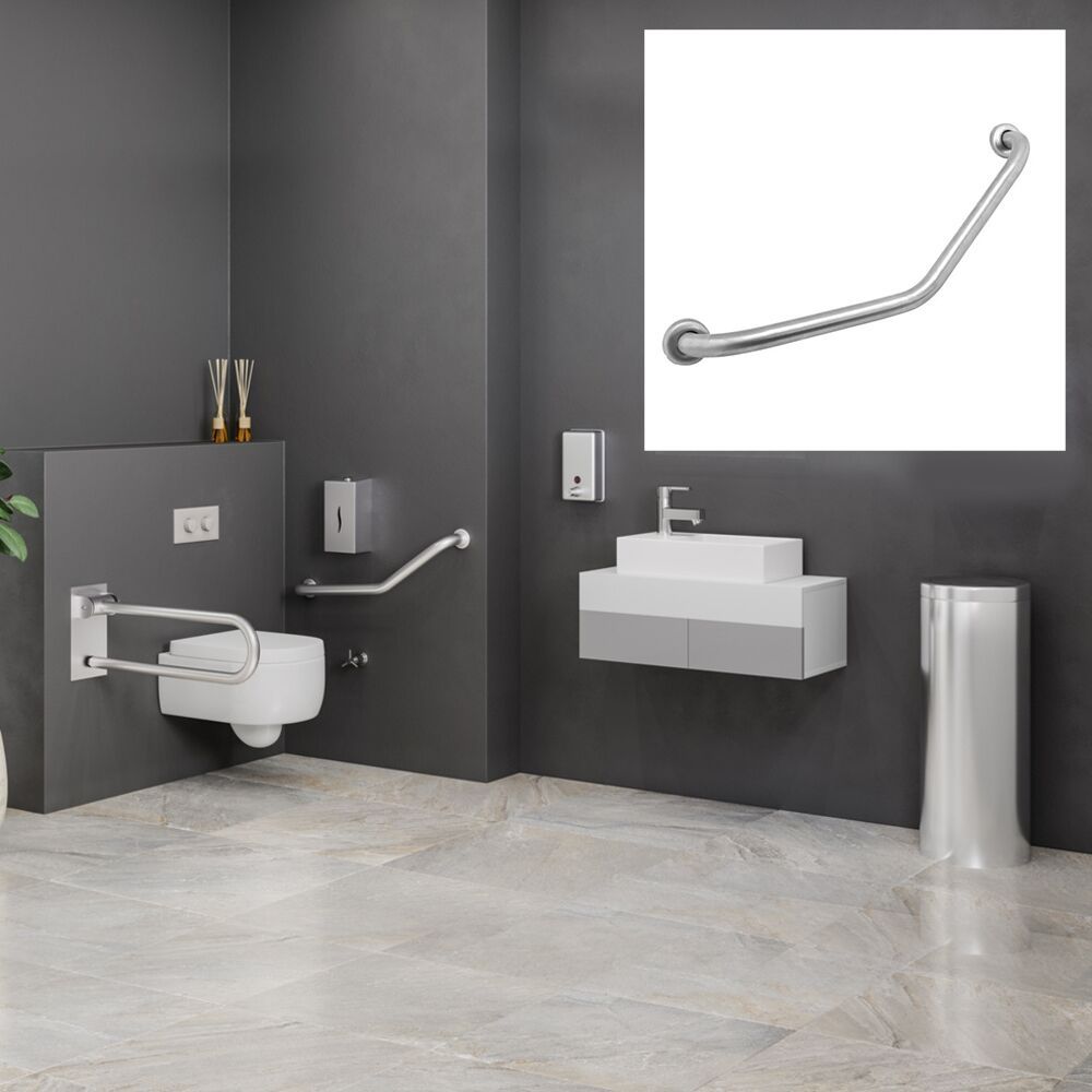 Wall Mounted Angled Bathroom Grab Bar 260 mm Stainless Steel