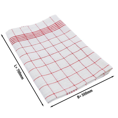Linen Cotton Kitchen Tea Towels 10 Pack Red Check GTH157RK
