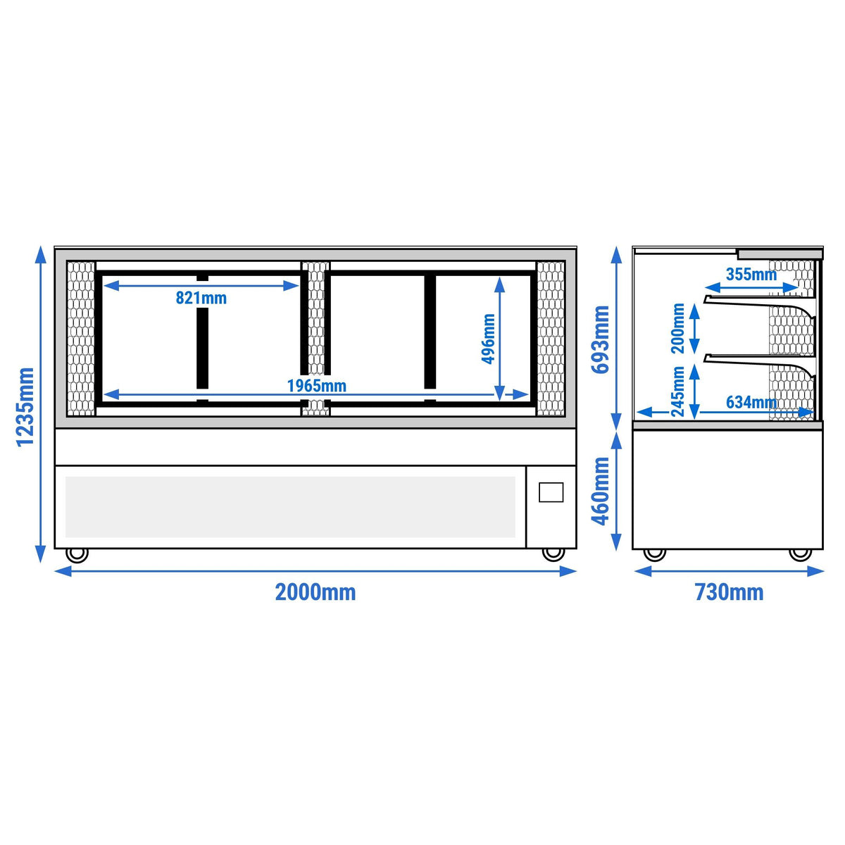 Refrigerated Display Case Double Glazing 735L Matt Black KTFG207SM