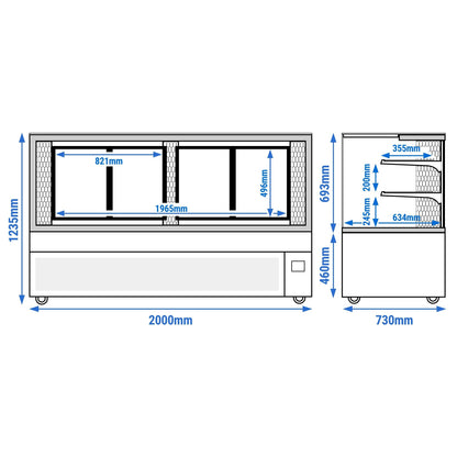 Refrigerated Display Case Double Glazing 735L Matt Black KTFG207SM
